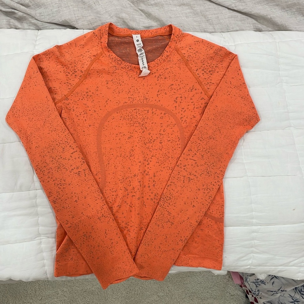 Orange speckled lululemon long sleeve swiftly tech SIZE 2